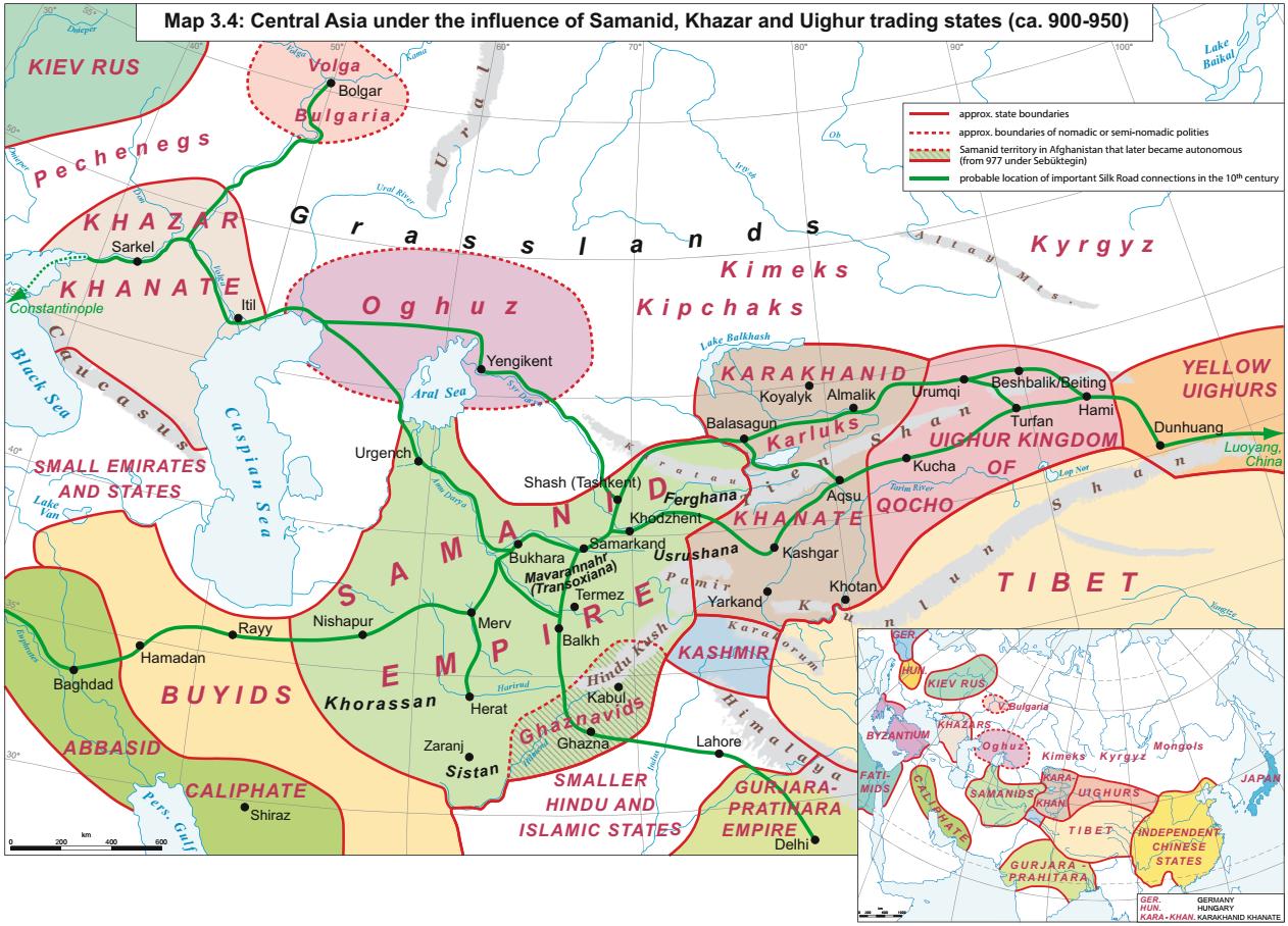 Карта государства средней Азии 9-12 ВВ. Средняя Азия в 10 веке. Историческая карта центральной Азии. Карта средней Азии 1924.